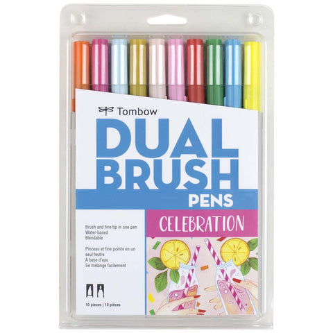 Tombow Dual Brush Pen Marker Drawing/Sketching Set (Celebration) [10-Pieces]