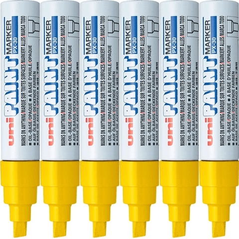 Uni-Ball PX30 Box 6 Paint Marker Chisel Tip 8mm Bold (Yellow)