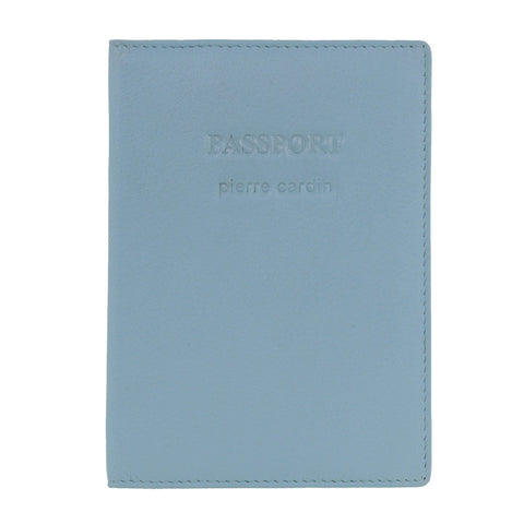 Pierre Cardin Leather Passport Holder/Cover Protected RFID Wallet Aqua