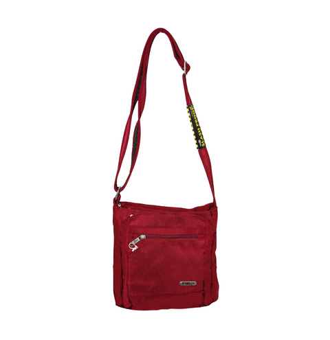 FIB Mens Crossbody Bag Shoulder Strap Travel Satchel Wallet Pockets - Burgundy
