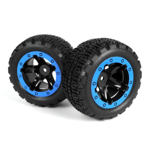 Blackzon Slyder MT Wheels/Tyres Assembled (Black/Blue)