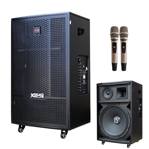 Soncamedia KBEATBOX CB-41NEO – 15" Big Box Karaoke Speaker System | 200W RMS | Wireless Mics
