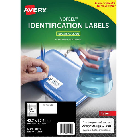 Avery 959230 L6145 No Peel Labels 40up 45.7x25.4mm White Pack 10
