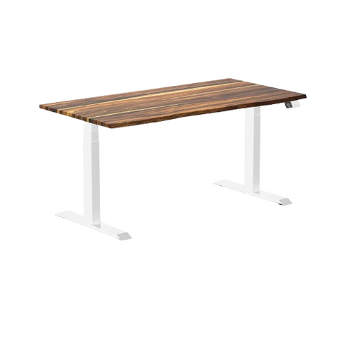 Desky Dual Hardwood Sit Stand Desk 150cm (Pheasantwood Desktop/White Frame)