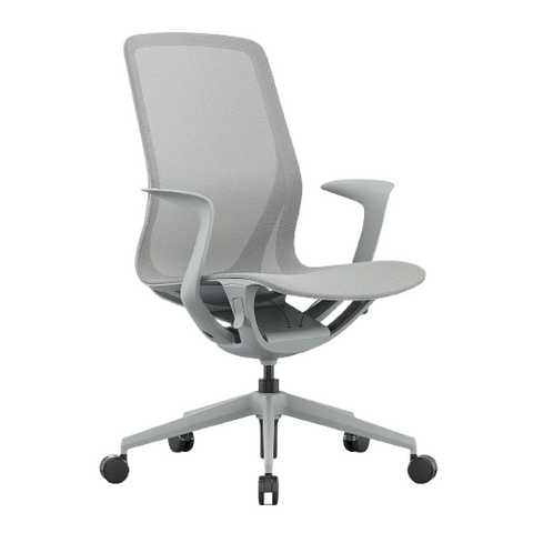 Desky Echo Modern Office Chair - Light Grey / Fixed