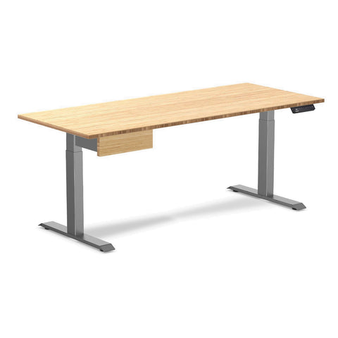 Desky Single Standing Desk With Drawer - Bamboo / 1800x750mm / Space Grey