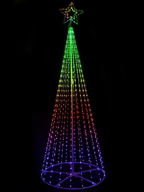 Christmas Warehouse - OUDRS310 3.6m Outdoor Digital LED Gigantic Conical 3D Christmas Tree With App Control Red, Green, Orange & Blue