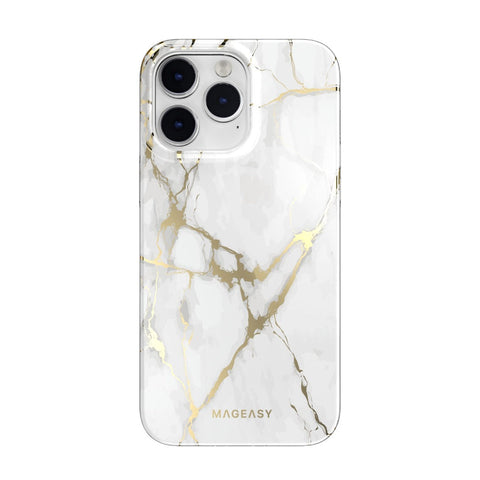 Mageasy Marble Case iPhone 14 Pro - Champagne White