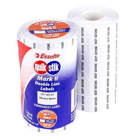 Quikstik Mark II Gun Label Permanent Best Before 1000 Labels/Roll White Pack 5