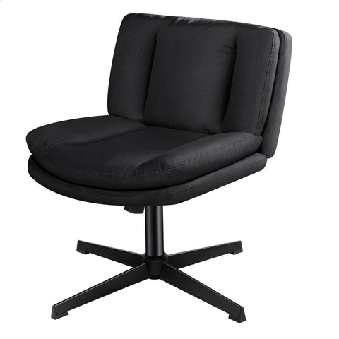 ALFORDSON Armless Office Desk Chair Mid Back Wide Seat Fabric (Black)