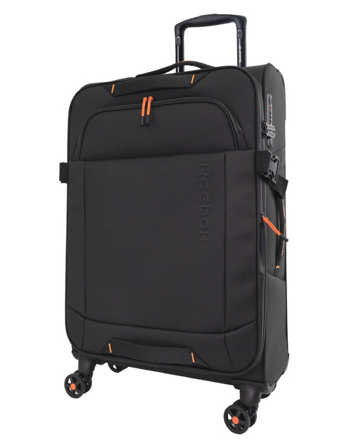 Reebok Pro Large Leather Film Soft Shell Suitcase Travel Luggage 78cm Black