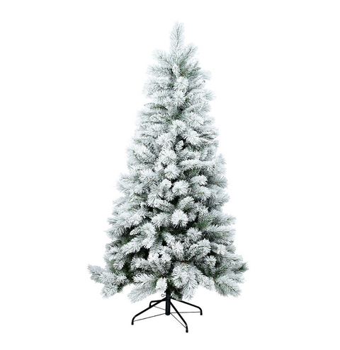 2.3m Yukon Winter Heavily Flocked Tree | 1265 Tips & Hinged Branches Green with White