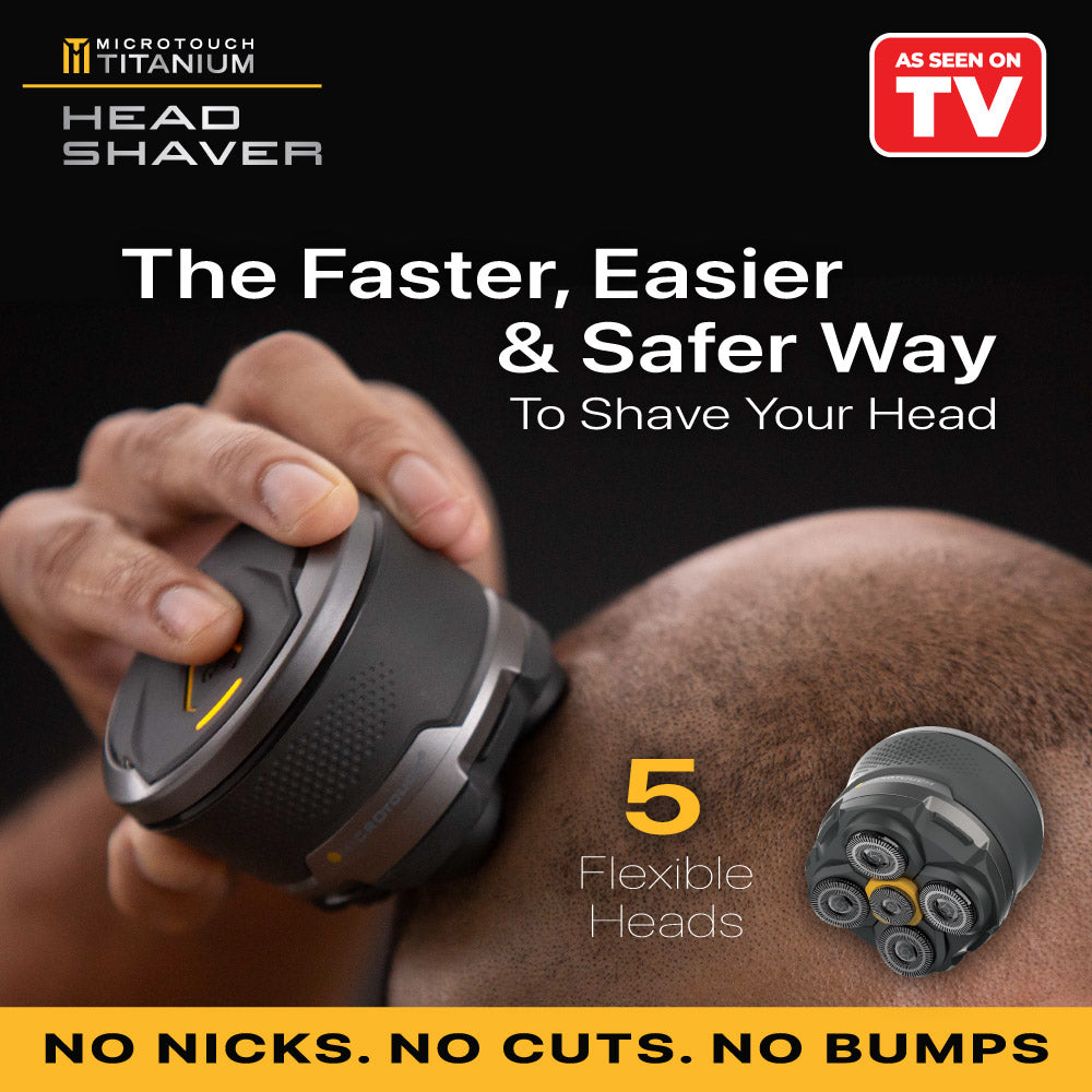 Micro Touch Battery Operated Razor Handle Microtouch Titanium Headshaver - Cordless Razor, Hypoallergenic ...