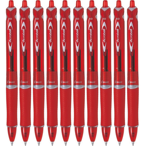 Pilot Acroball Retractable Ballpoint Pen 1.0mm Medium Red Box 10
