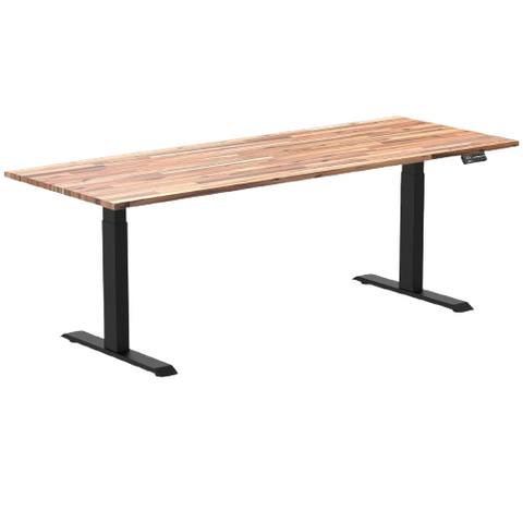 Desky Dual Hardwood Sit Stand Desk 200cm Acacia Desktop and Grey Frame