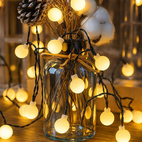 Lexi Lighting 300 LED Connectable Cluster String Christmas Lights with Cherry Balls Warm White