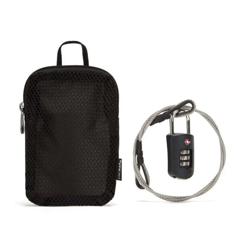 Pacsafe Prosafe 1000 TSA Combination Lock With Steel Cable and Storage Pouch Black
