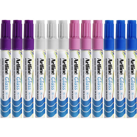 Artline Glass Marker 2mm (Assorted) [Box 12]