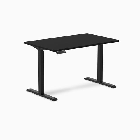 Desky Single Sit Stand Desk 120cm Black Desktop and Black Frame