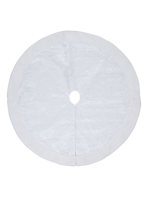 Christmas Warehouse - SKRT2503 1m White Sheer Organza & Iridescent Snowflake Christmas Tree Skirt White with Iridescent