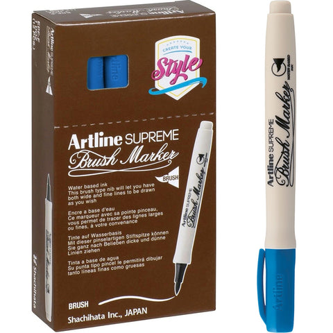 Artline Supreme Brush Marker Box of 12 (Royal Blue)