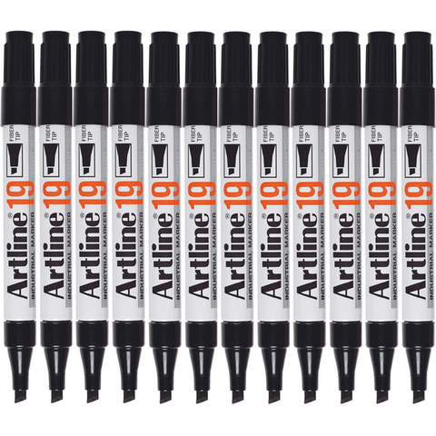 Artline 19 Box 12 Industrial Permanent Marker 5mm Chisel (Black)