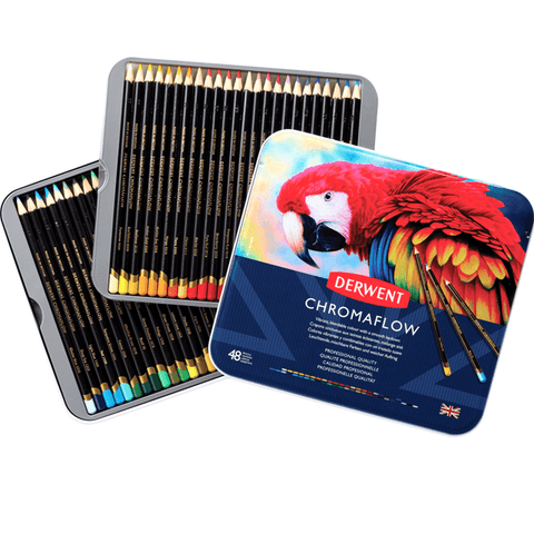Derwent ChromaFlow Coloured Pencils Tin Set Rich Vibrant [48-Pieces]