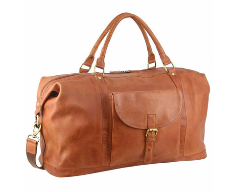 Pierre Cardin Leather Overnight Duffle - Cognac