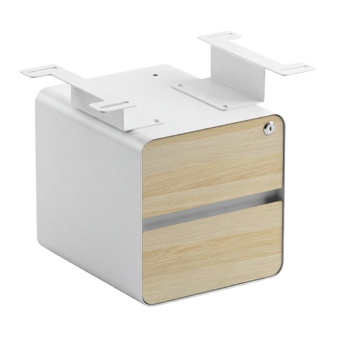Desky Minimal Under Desk Cabinet - Classic Oak Melamine / White