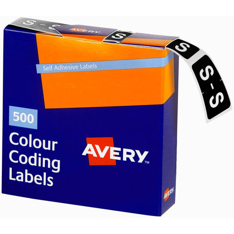 Avery 43219 Label Side Tab S Colour Code 25x38mm Dark Green Pack 500