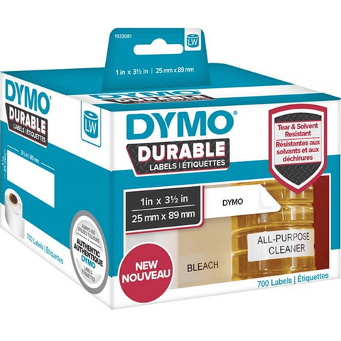 Dymo 1933081 LW Durable Labels 25x89mm  Box 700 (Black On White) [5 Pack]