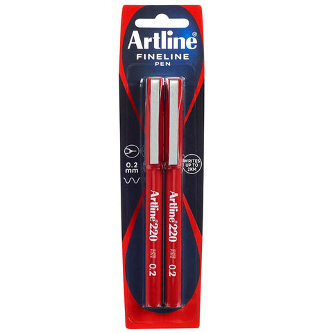 Artline 220 0.2mm Fineline Pen (Red) [2-Pieces]