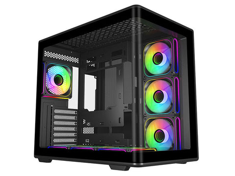 Cooler Master Elite 600 Curved Tempered Glass Dual-Chamber ATX Case - Black