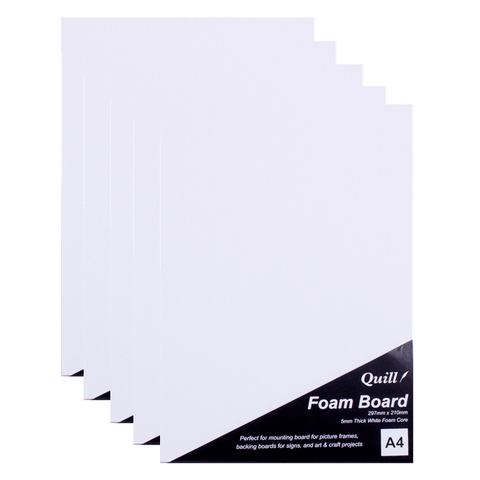 Quill Foam Board Paper A4 White Pack of 5