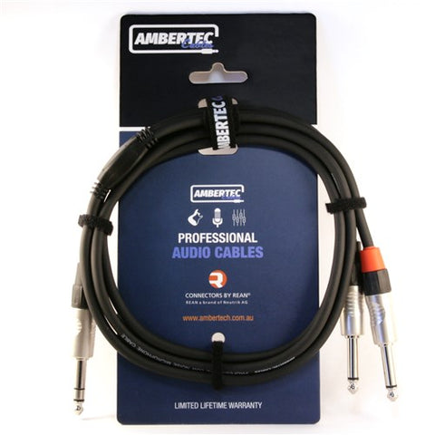 Ambertec Cables Y cable 1.5m REAN 6.35mm TRS plug - 2 x 6.35mm TS plug