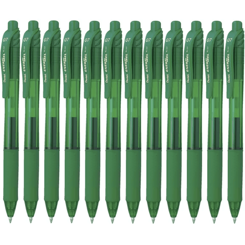Pentel BL107 Box 12 Energel-X Retractable Gel Ink Pen 0.7mm (Green)