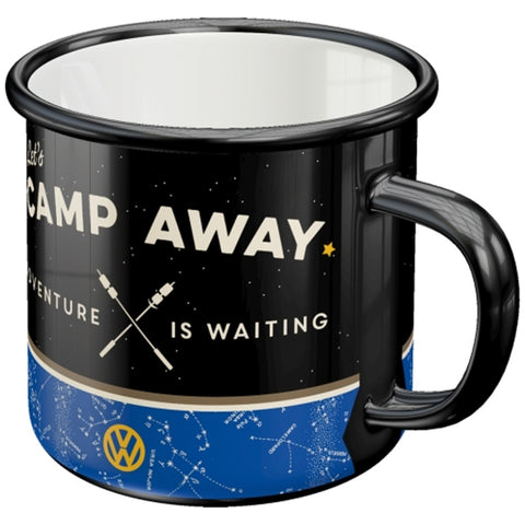 Nostalgic-Art Enamel Mug VW Bulli Lets Camp Away Night 360ml Black