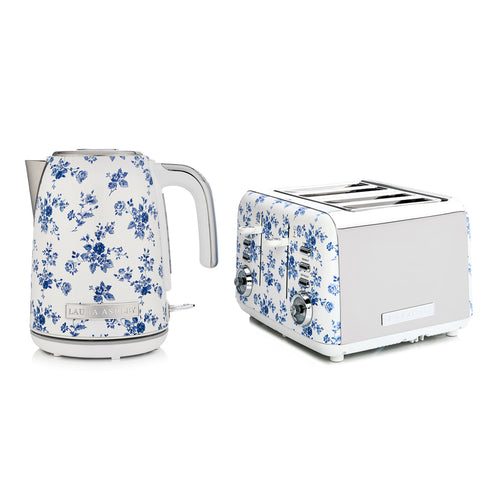 Laura Ashley 1.7L Jug Kettle and 4 Slice Toaster Combo (China Rose)