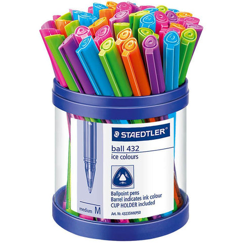 Staedtler 432 Triangular Ballpoint Stick Pen Medium (Assorted) [Cup 50]