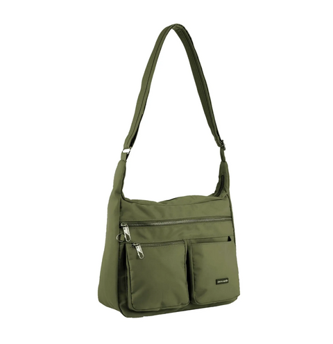 Pierre Cardin Anti-Theft Cross Body Bag RFID Slash Proof Travel - Olive