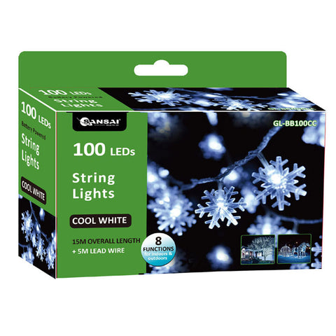 Sansai 100 LED Snowflake String Lights (Cool White)