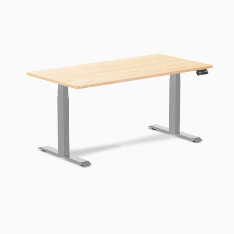 Desky Dual Hardwood Sit Stand Desk 150cm Maple Desktop and Grey Frame