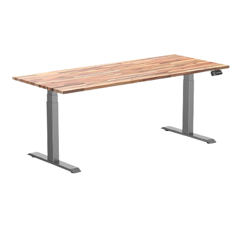 Desky Dual Hardwood Sit Stand Desk 180cm Acacia Desktop and Space Grey Frame