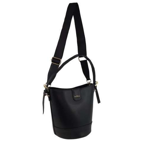 Milleni Women's Handbag Vegan Leather Lightweight Bucket Crossbody Bag (Black)