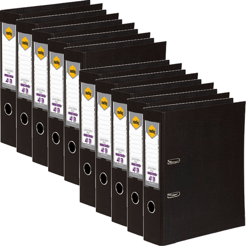 Marbig Lever Arch File Folder PE Foolscap (Black) [10 Pack]
