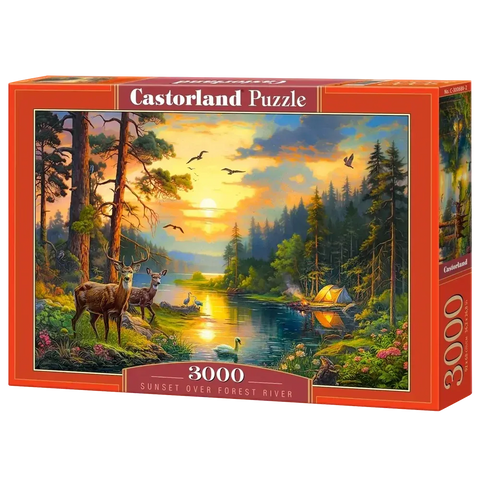 Castorland 3000-Pieces Sunset Over Forest River Puzzle