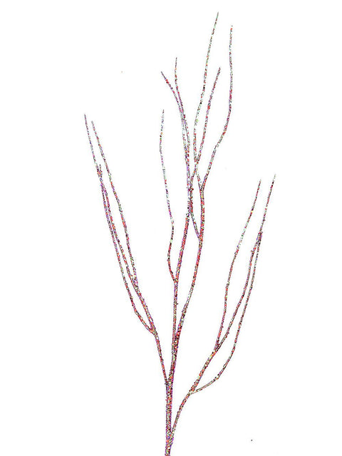 Christmas Warehouse - STEM2526 Pink Iridescent Glitter & Sequin Twig Spray Long Christmas Stem | 90cm Pink Iridescent