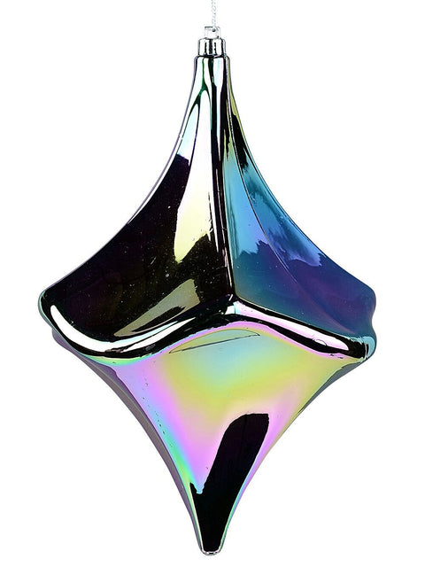 Christmas Warehouse - DECRH116 Iridescent Lustrous Grand Metallic Diamond Finial Drop | 22cm Rainbow-Like Iridescence