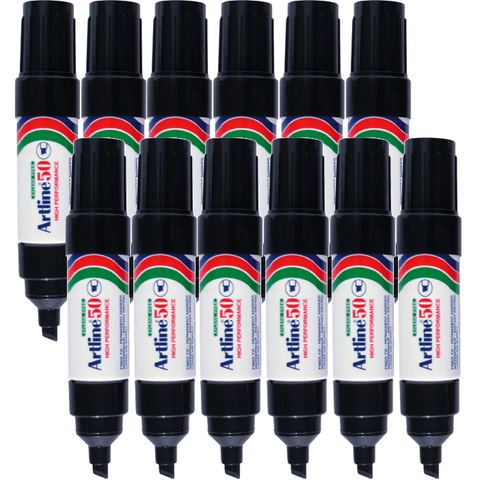 Artline 50 Box 12 Permanent Marker 6mm Chisel Tip (Black)