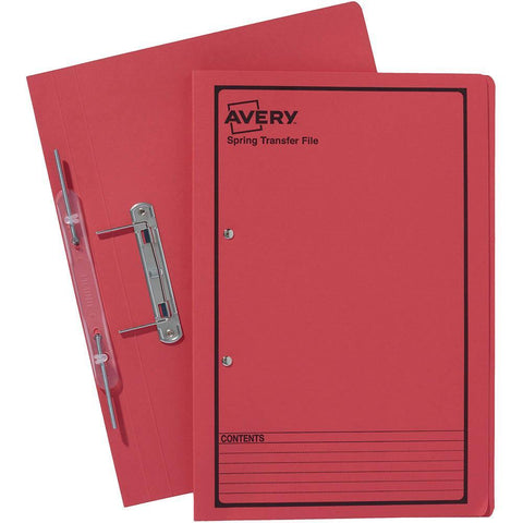 Avery 86814 Spring Transfer File Foolscap Box of 25 (Red)